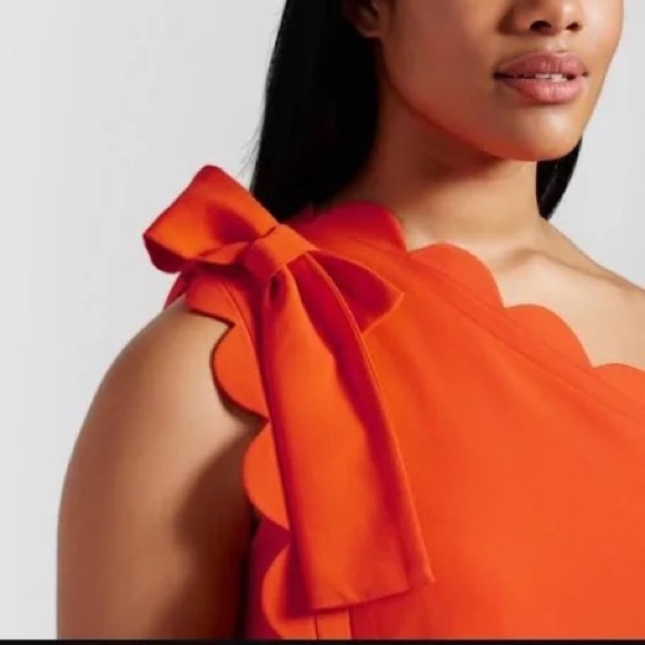 VICTORIA BECKHAM • Orange One Shoulder Dress • sz Small • - Picture 3 of 11